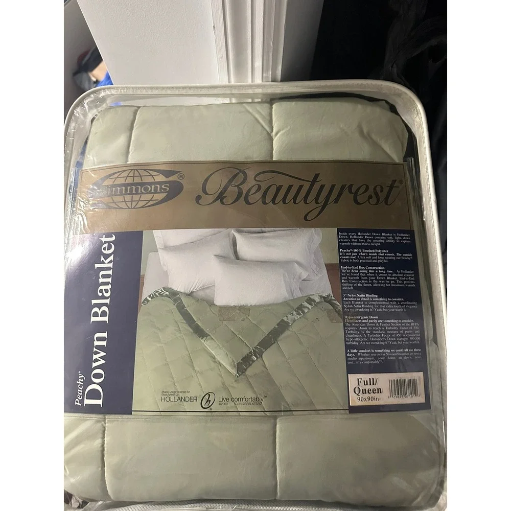 Simmons Beautyrest | Vintage Peachy Down Blanket Sage Green Full/Queen